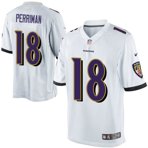 Men's Limited Breshad Perriman Nike Jersey White Road - #18 NFL Baltimore Ravens